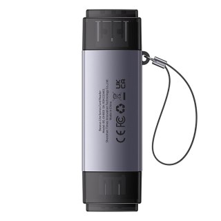 Czytnik kart pamięci SD TF USB-A USB-C - szary