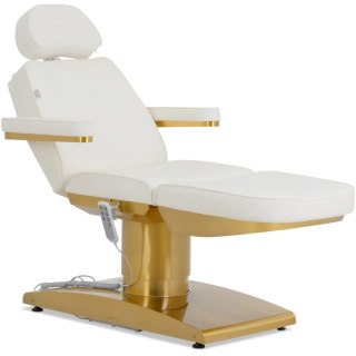 Fotel kosmetyczny SPA podgrzewany 3 silniki 200 kg VARESE - biało złoty