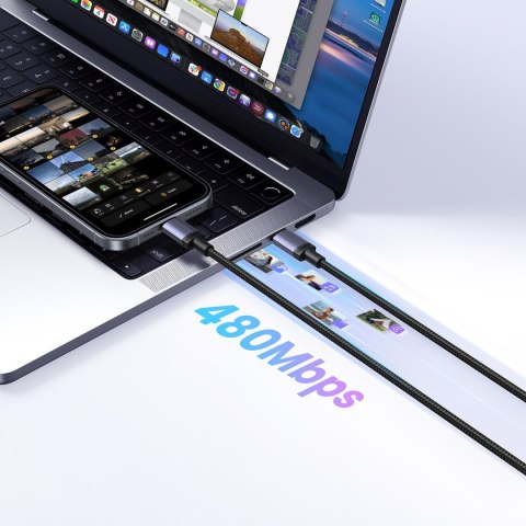 Kabel przewód USB-C PD 100W 5A 2m - czarny
