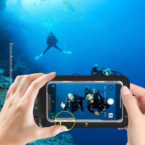 Pokrowiec wodoodporny na smartfon telefon do 8.9'' - czarno-pomarańczowy