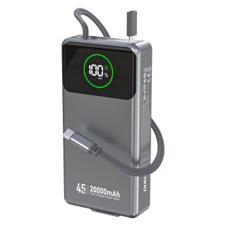 Powerbank K31 Pro 20000mAh ze zwijanym kablem USB-C 45W - szary