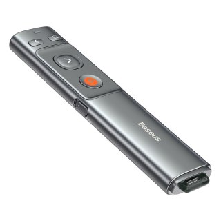 Wskaźnik laserowy z pilotem do prezentacji do 100m WiFi 2.4GHz USB-A/C - szary