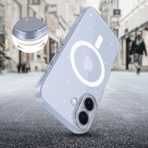 Etui ochronne na iPhone 17 FlexAir MagSafe - przezroczysto-brokatowe