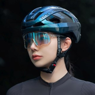 Kask rowerowy LK-15 z włókna węglowego rozmiar L 58-62 cm - niebieski kameleon