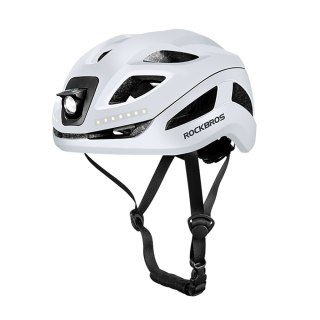 Kask rowerowy ze zintegrowanym oświetleniem wielokierunkowym USB-C 57-61 cm - biały