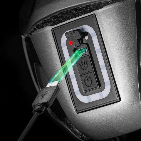 Kask rowerowy ze zintegrowanym oświetleniem wielokierunkowym USB-C 57-61 cm - biały
