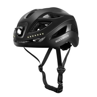 Kask rowerowy ze zintegrowanym oświetleniem wielokierunkowym USB-C 57-61 cm - czarny