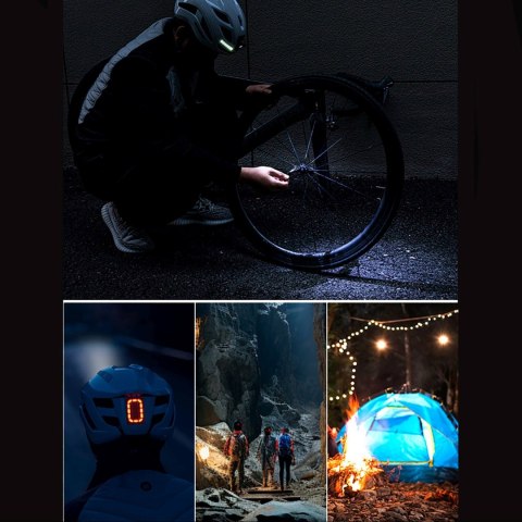 Kask rowerowy ze zintegrowanym oświetleniem wielokierunkowym USB-C 57-61 cm - czarny
