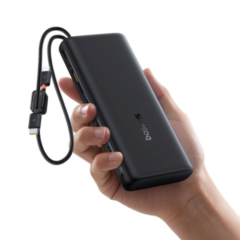 Powerbank 20000mAh 100W z wyświetlaczem wbudowanymi kablami USB-C - czarny