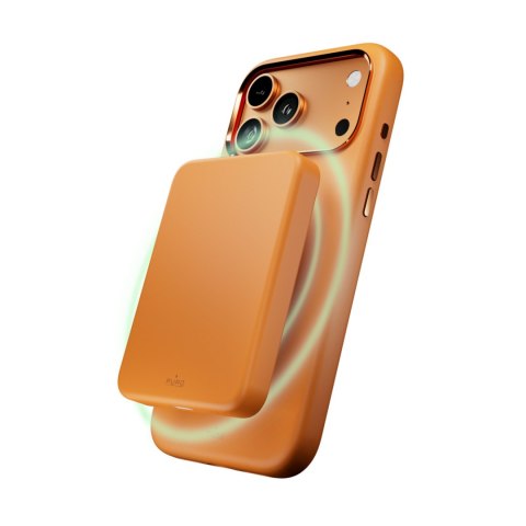 Etui silikonowe z ochroną aparatu i aluminiowymi przyciskami na iPhone 17 Pro MagSafe - pomarańczowe