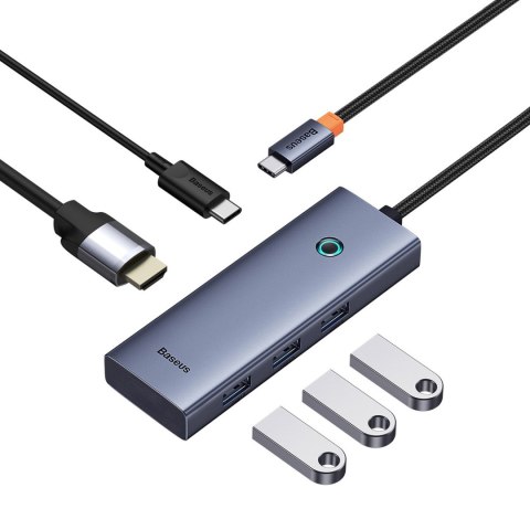 HUB Rozdzielacz 5w1 USB-C do HDMI USB-A USB-C PD 4K - szary