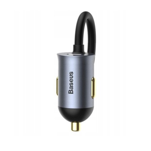 Ładowarka samochodowa z przedłużaczem USB-A USB-C PPS 120W - jasnoszara