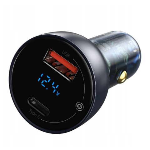 Ładowarka samochodowa z wyświelaczem USB-A USB-C QC PPS 65W - ciemnoszara
