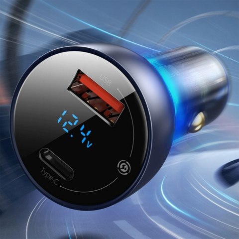 Ładowarka samochodowa z wyświelaczem USB-A USB-C QC PPS 65W - ciemnoszara