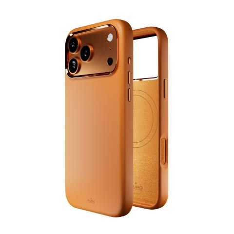Etui silikonowe z ochroną aparatu i aluminiowymi przyciskami na iPhone 17 Pro MagSafe - pomarańczowe