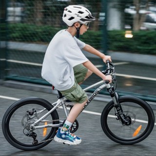 Kask rowerowy młodzieżowy z odpinanym daszkiem 54-58 cm - biały