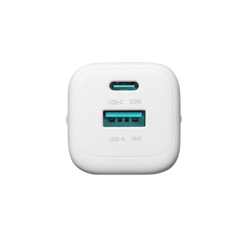 Ładowarka sieciowa USB-A USB-C 33W - biała