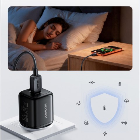 Ładowarka sieciowa USB-A USB-C z kablem USB-C - iPhone Lightning 33W - czarna