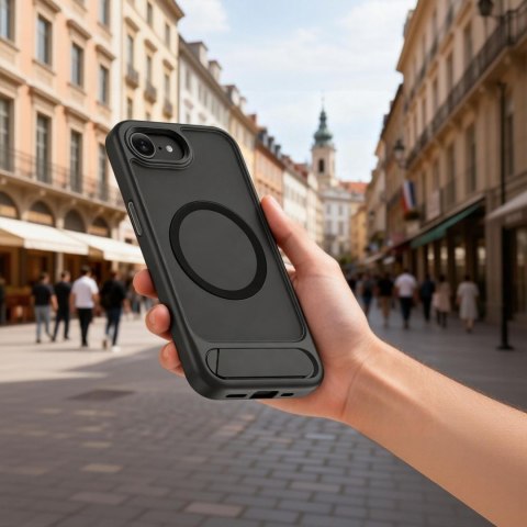 Etui pokrowiec na iPhone 16e / 17e MagRack MagSafe - czarny