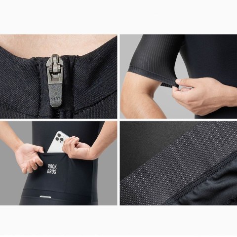 Koszulka rowerowa z krótkim rękawem rozmiar XXXL - czarna