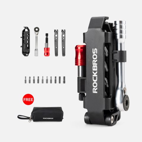 Zestaw narzędzi rowerowych multitool z kluczem grzechotkowym i łyżkami do opon