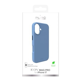 Etui z aluminiowymi przyciskami na iPhone 17 Icon Mag Pro Liquid Silicone MagSafe - niebieskie