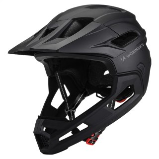 Kask rowerowy fullface z odpinanym daszkiem 57-62 cm - czarny