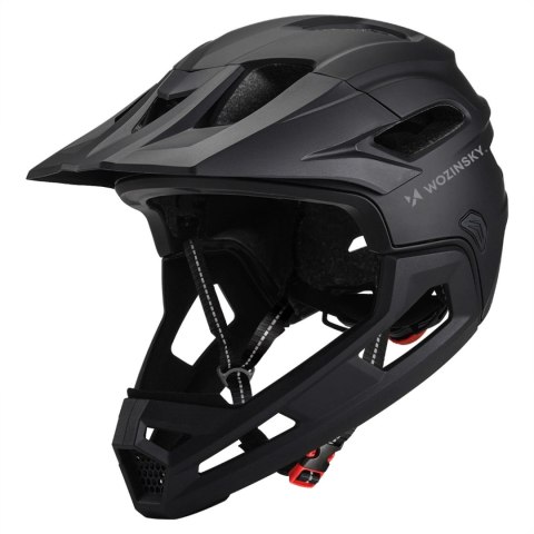 Kask rowerowy fullface z odpinanym daszkiem 57-62 cm - czarny