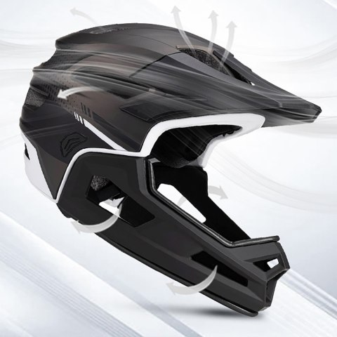 Kask rowerowy fullface z odpinanym daszkiem 57-62 cm - czarny
