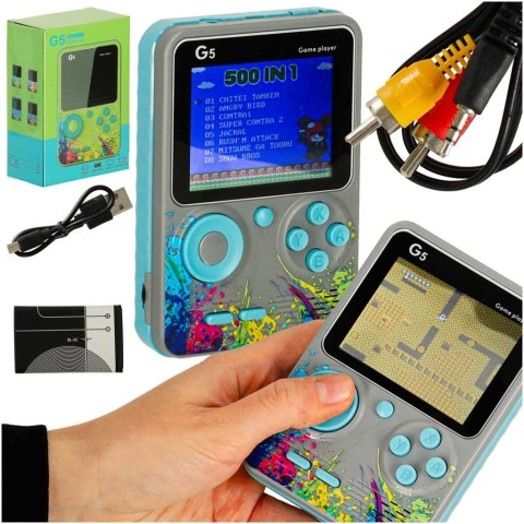 Konsola przenośna do gier mini elektroniczna retro 500 gier szara