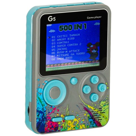 Konsola przenośna do gier mini elektroniczna retro 500 gier szara