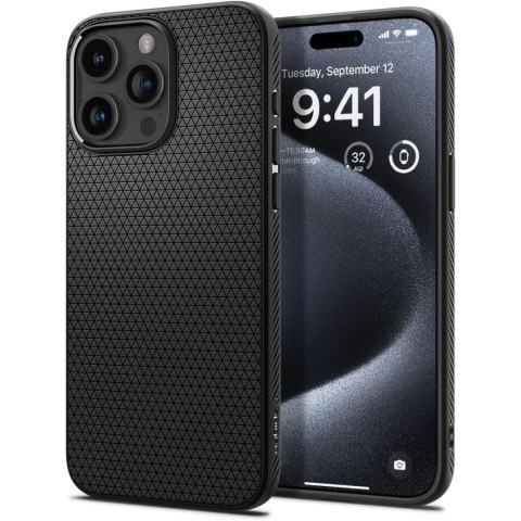 Etui pokrowiec na iPhone 15 Pro Liquid Air - czarny mat
