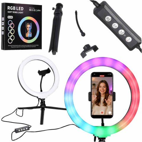 Lampa pierścieniowa do selfie LED RGB na statywie