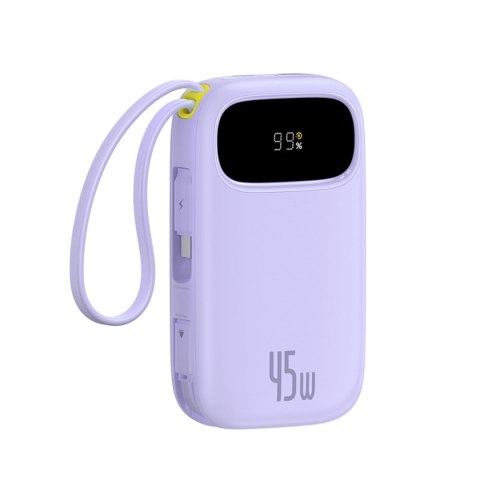 Powerbank 20000mAh 45W z wyświetlaczem kablami USB-C Lightning EnerFill FC31 - fioletowy