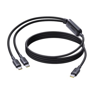 Kabel przewód 2w1 USB-C - 2x USB-C 140W 1.5 m - czarny
