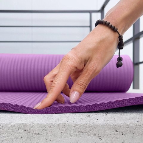 Mata gimnastyczna do ćwiczeń fitness jogi gruba 183 x 61 x 1.5 cm - fioletowa