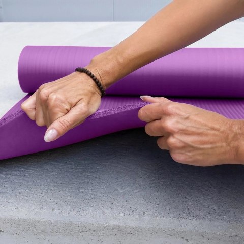 Mata gimnastyczna do ćwiczeń fitness jogi gruba 183 x 61 x 1.5 cm - fioletowa