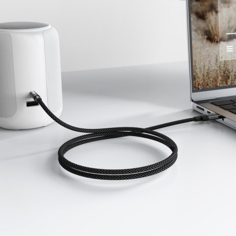 Kabel przewód USB-C - mini jack 3.5mm 1m - czarny