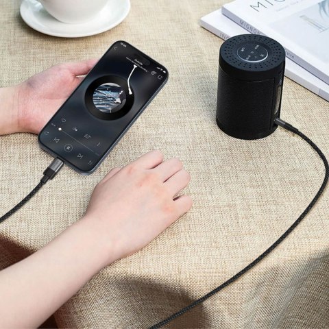 Kabel przewód USB-C - mini jack 3.5mm 1m - czarny