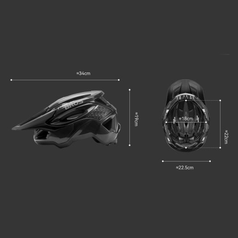 Kask na rower górski z regulowanym daszkiem zapięciem magnetycznym 58-62 cm - czarny