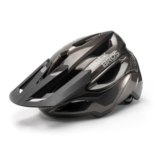 Kask na rower górski z regulowanym daszkiem zapięciem magnetycznym 58-62 cm - tytanowy