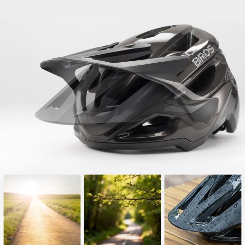 Kask na rower górski z regulowanym daszkiem zapięciem magnetycznym 58-62 cm - tytanowy