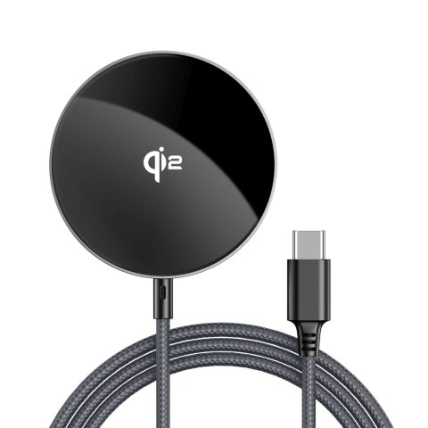 Ładowarka indukcyjna magnetyczna z kablem USB-C Qi2 15W 1.2m - czarna