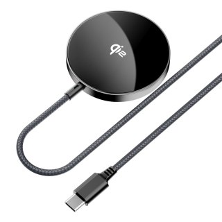 Ładowarka indukcyjna magnetyczna z kablem USB-C Qi2 15W 1.2m - czarna