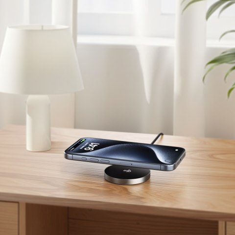 Ładowarka indukcyjna magnetyczna z kablem USB-C Qi2 15W 1.2m - czarna