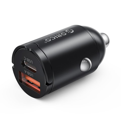 Ładowarka samochodowa USB-A USB-C 30W - czarna