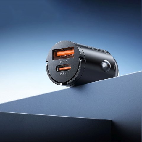Ładowarka samochodowa USB-A USB-C 30W - czarna