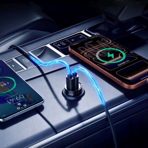 Ładowarka samochodowa USB-A USB-C 30W - czarna