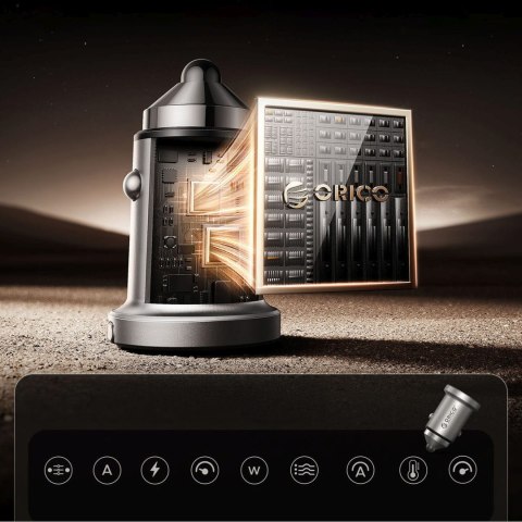 Ładowarka samochodowa USB-A USB-C 45W - srebrna