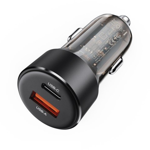 Ładowarka samochodowa USB-A USB-C 60 W - czarna